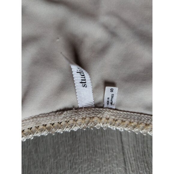 Gold Beige Lace Cap Sleeve Top With Satin Ribbon Detail & Button Accents Womens - Picture 6 of 8